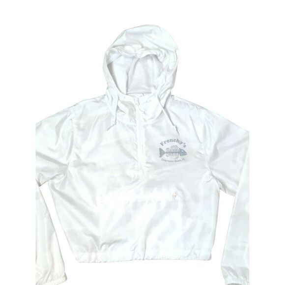 Frenchy’s Clearwater Beach Size Medium Full Zip Long Sleeve Windbreaker stains - Picture 1 of 16